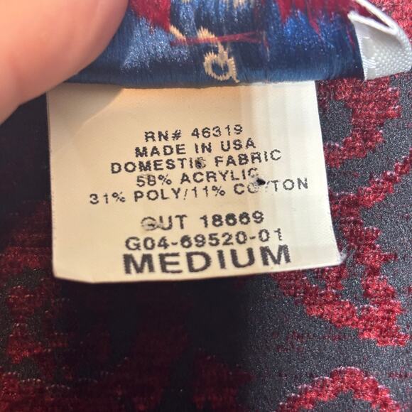 Vtg Touch O Blue Red Black Burnout Button Jacket Top M Boho Retro Indie Edgy - Picture 5 of 8